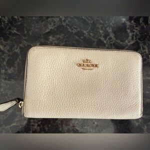 Coach Beige Leather Zip Wallet
